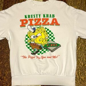 Nickelodeon Spongebob - Men's Size S - Cotton Pullover Krusty Krab Pizza Sweater